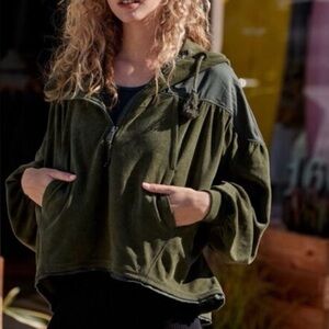 Free People Movement Let It Go Sweat Army Quarter
Zip Hoodie Jacket Womens S
